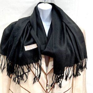 Unused- Pashmina Scarf Shawl 30% Silk/70%Pashmina Black Fring 29 " x72" (49)
